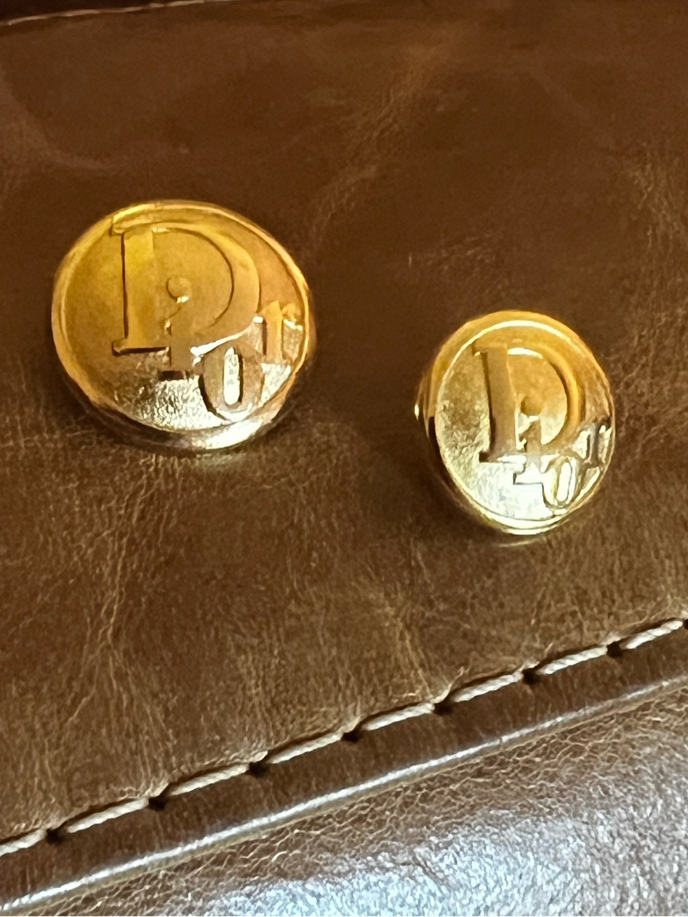 Vintage 2 Christian Dior Buttons Gold Color